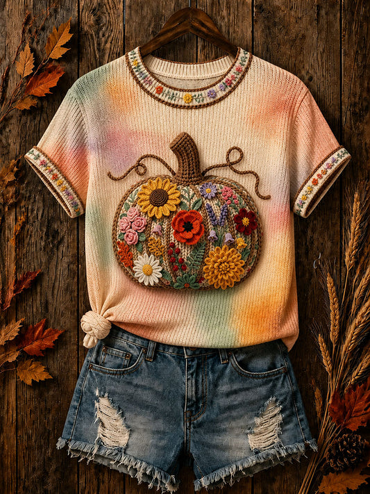Women's Fall Floral Pumpkin Tops