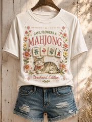 Women's Fun Cat Mahjong T-shirt
