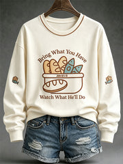 Women's Jesus 2 Fishes 5 Breads 5000 Chosen Against The Current Print Casual Sweatshirt
