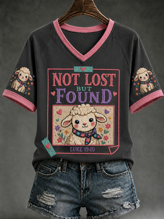 Women's Christian Not Lost But Found V-neck Short Sleeve T-shirt