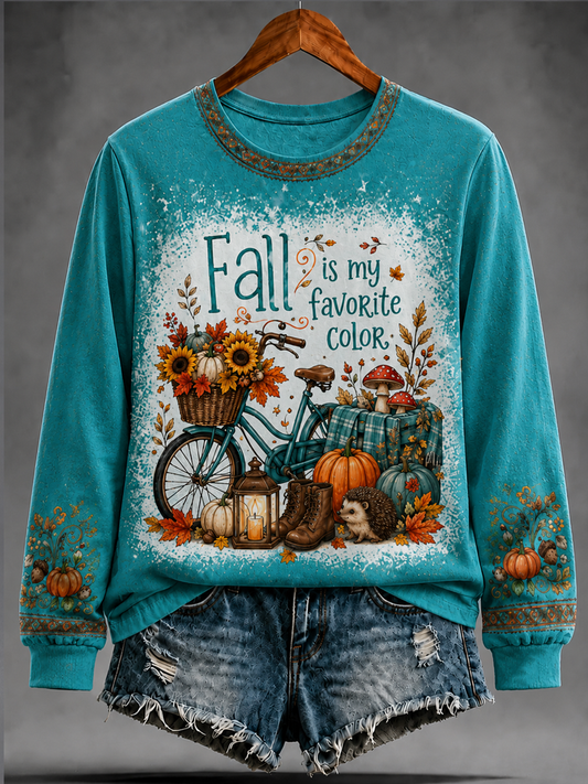 Women's FALL IS MY FAVORITE COLOR Printed off-shoulder sweatshirt