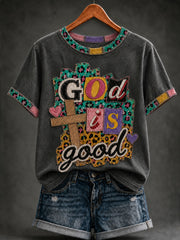 Women's Christian God Is Good Cross Short Sleeve T-shirt