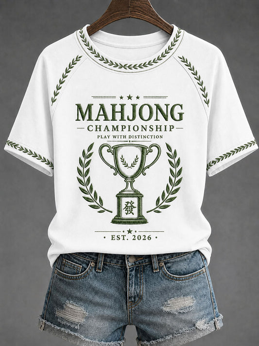 Women's Mahjong Print Casual T-Shirt