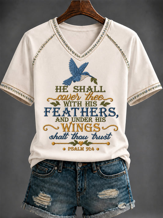 Women's Faith Printed V-neck T-shirt