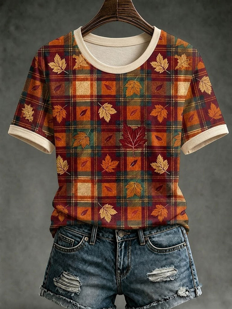 Women's Autumn Maple Leaves Short-sleeved T-shirt