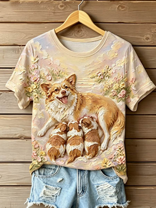 Women's STOP ANIMAL ABUSE Wangwang short-sleeved T-shirt