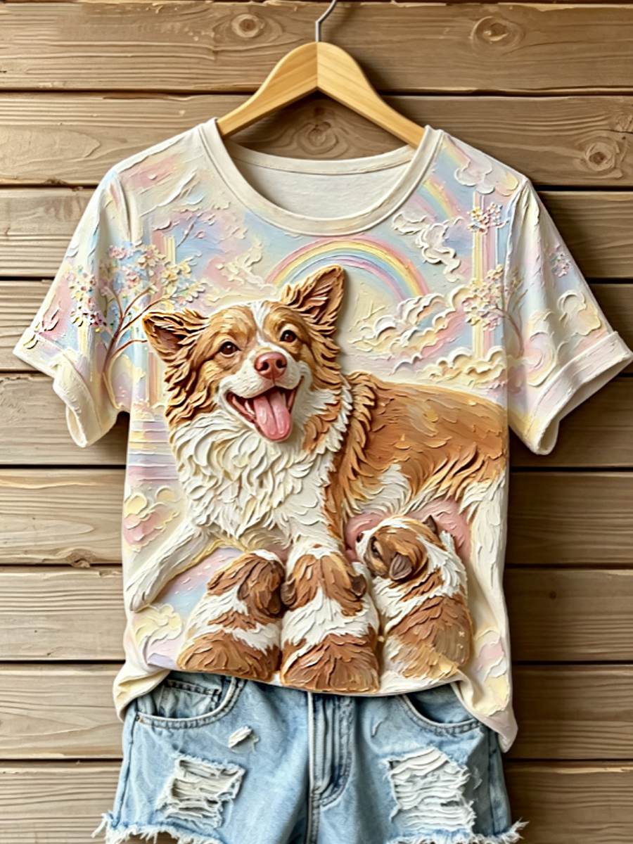 Women's STOP ANIMAL ABUSE Wangwang short-sleeved T-shirt