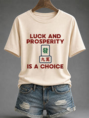 Women's Mahjong Print Casual T-Shirt