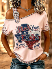 Women's She's From Texas I Can Tell Print Casual Tee
