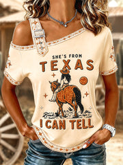 Women's She's From Texas I Can Tell Print Casual Tee