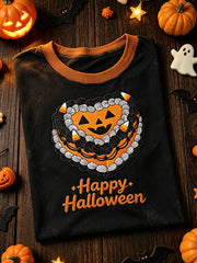 Women's Halloween theme pattern printed casual short-sleeve T-shirt