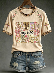 Women's faith-themed pattern printed casual short-sleeve T-shirt