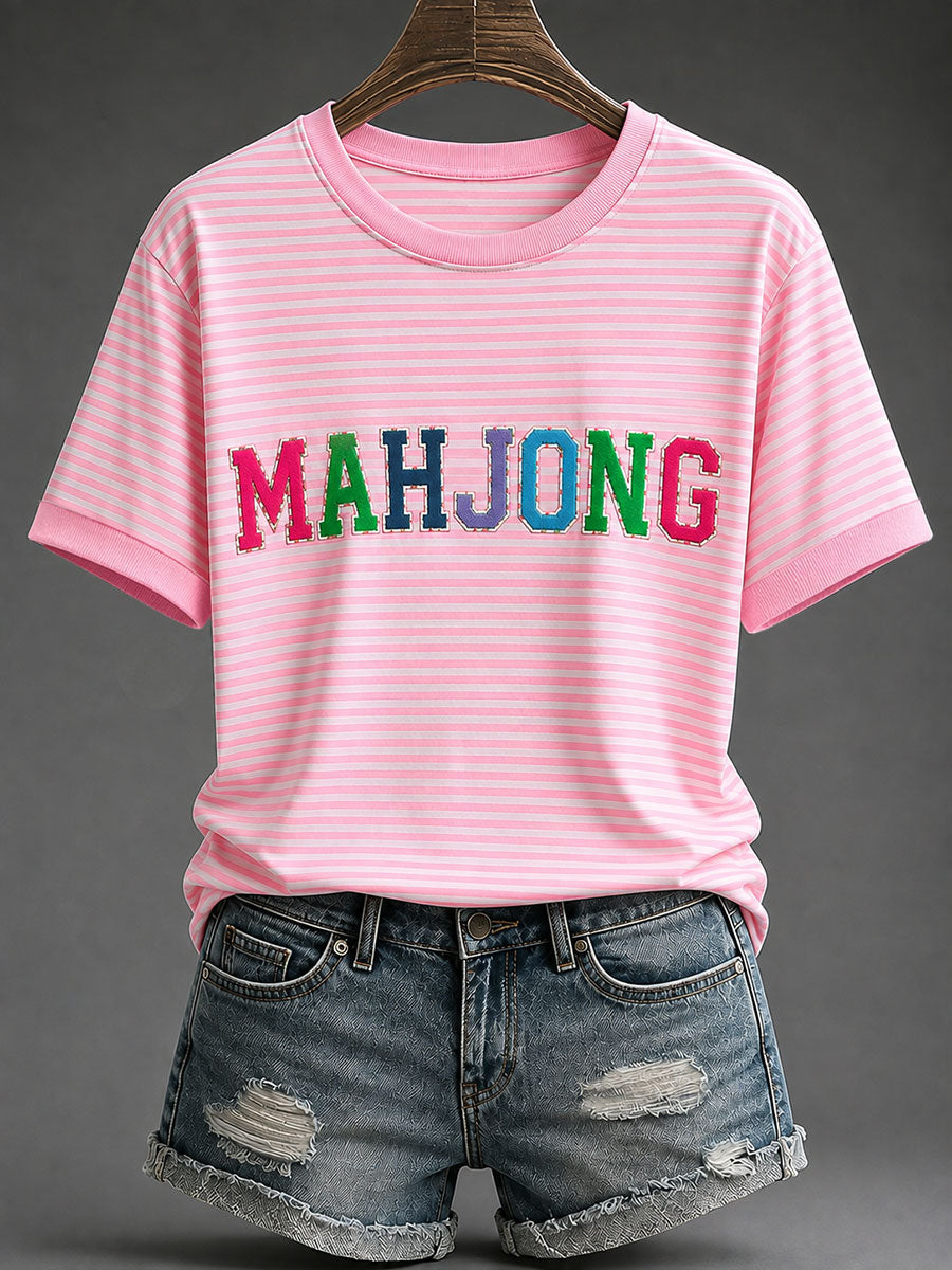 Women's Mahjong Print Casual T-Shirt