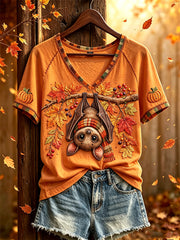 Women's autumn animal element pattern printed casual short sleeve T-shirt