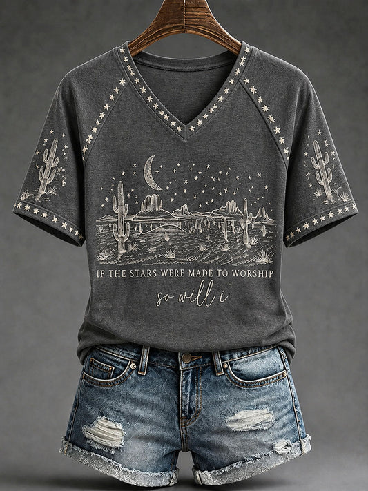 Woman's "If the stars were made to worship, so will I" - Psalm 148 Christian Casual T-shirt