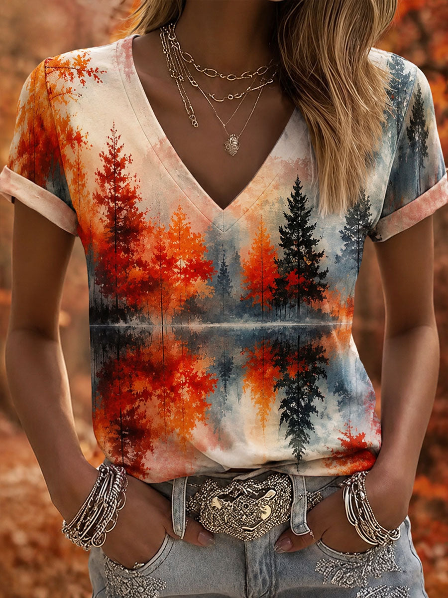 Women's Autumn Forest Short-sleeved T-shirt
