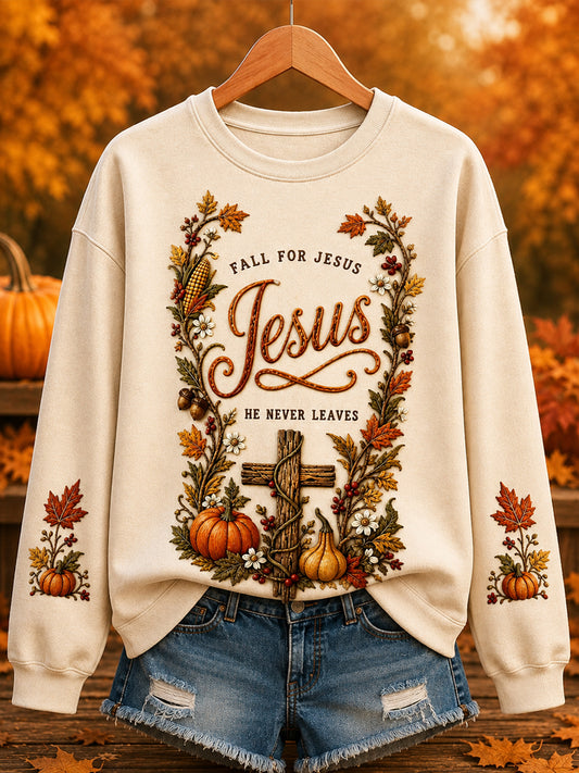 Women's Autumn Art JESUS Print Sweatshirt