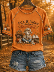 Women’s Christian Fall Lamb Graphic Print Casual T-Shirt