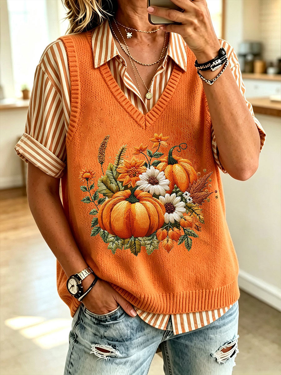 Women's Halloween Pumpkin Sweater Vest