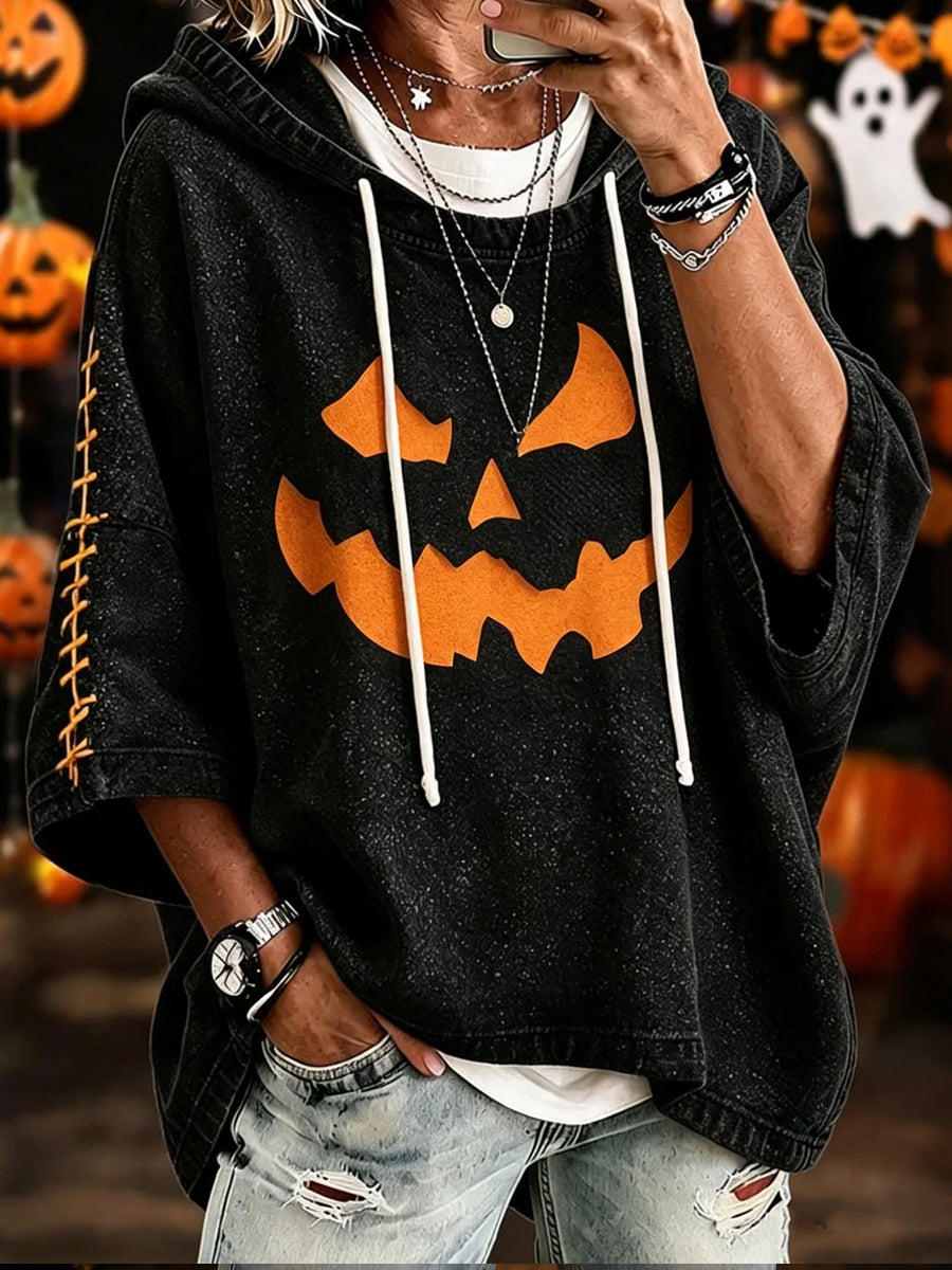 Women’s Halloween Pumpkin Face Hoodie