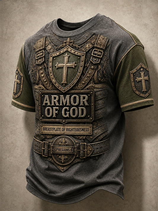 Men's Armor Of God Print Casual Tee
