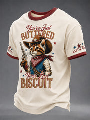Men's You’ve Just Buttered Your Last Biscuit Print Casual Tee