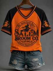 Women's Halloween V-neck Off-shoulder Short-sleeved T-shirt