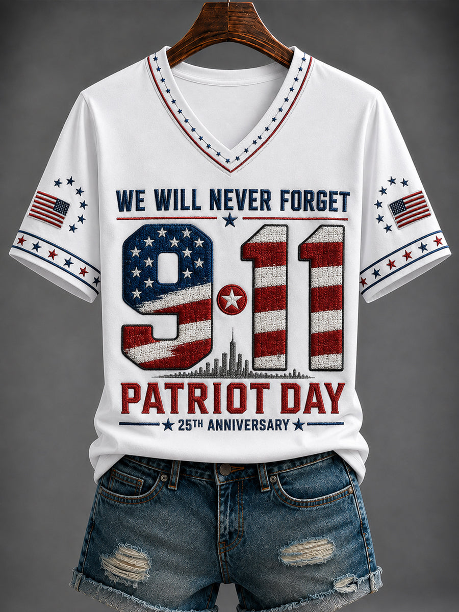 Women's America Printed V-neck T-shirt