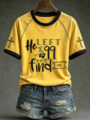 Women's faith-themed fun slogan pattern printed casual short-sleeve T-shirt