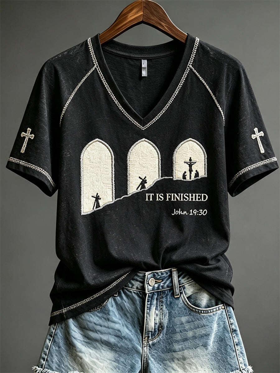 Women's It Is Finished Jesus Print short sleeve T-shirt