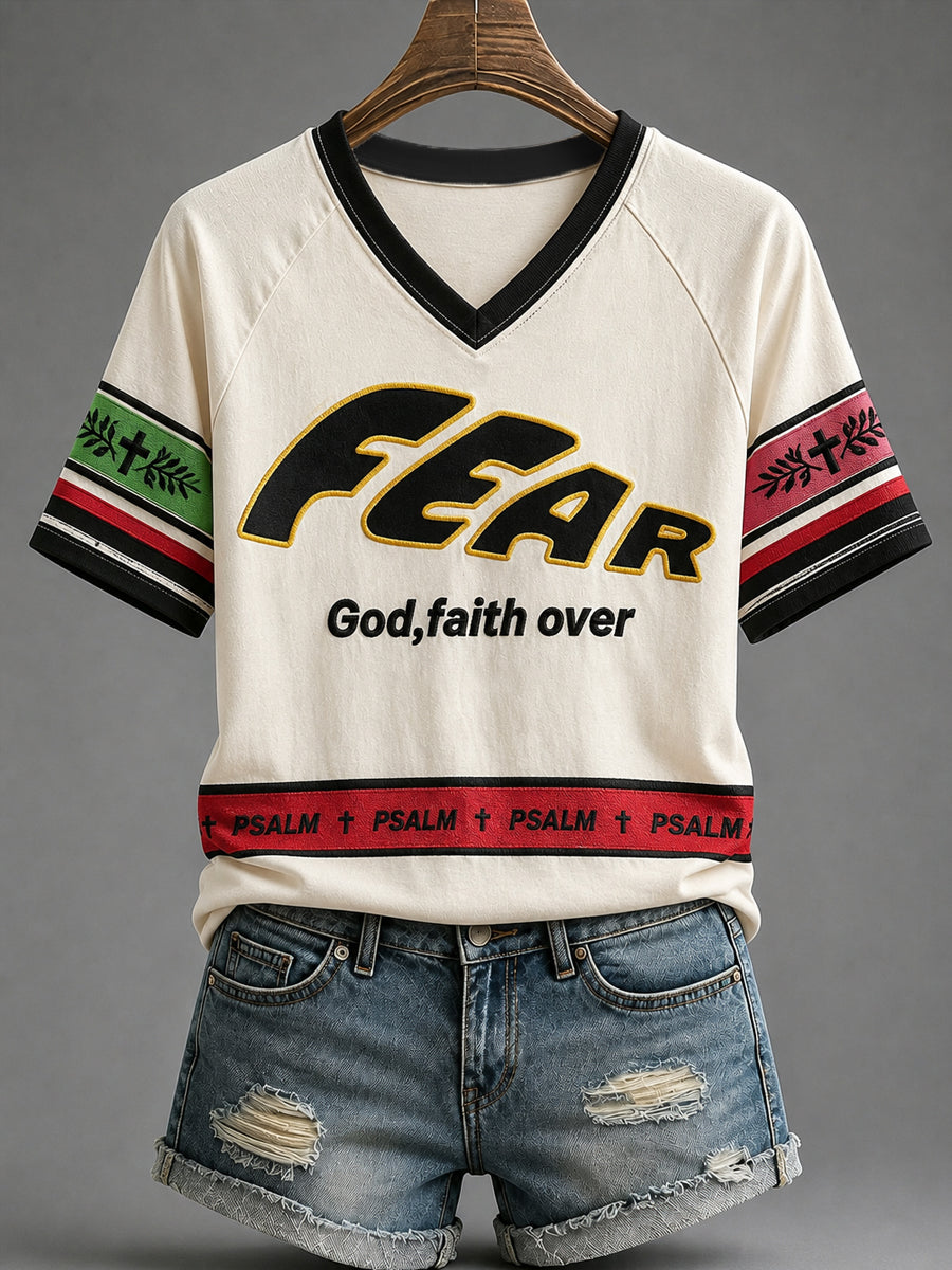 Women's Christian Fear God Faith Over Fear Short Sleeve T-shirt