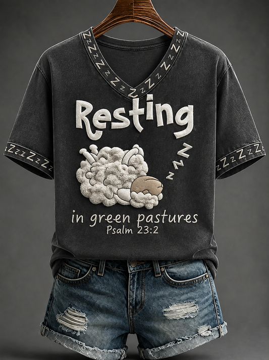 Women's Resting In Green Pastures Short-sleeved T-shirt