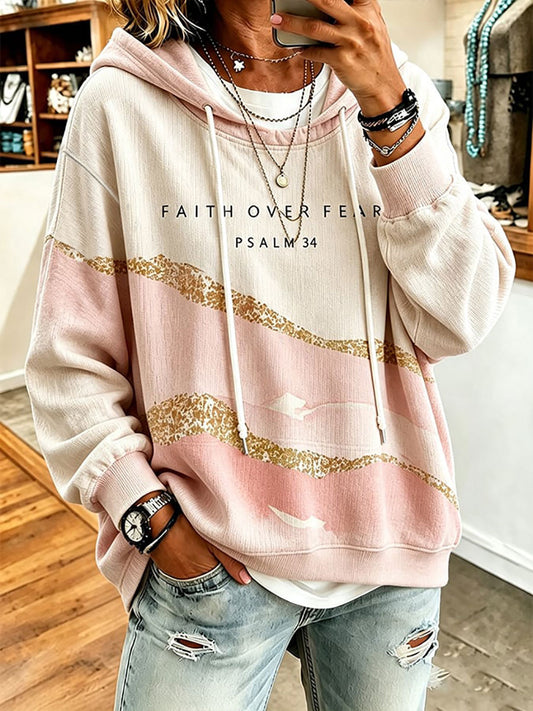 Women’s 'Faith Over Fear' Printed Casual Hoodie