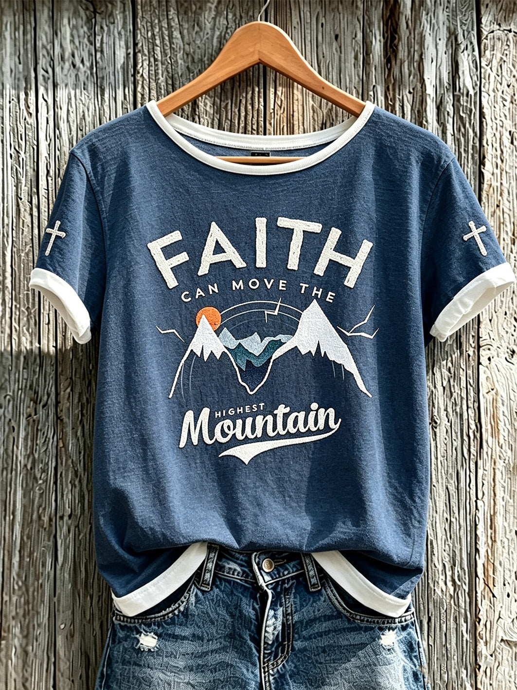 Women's faith-themed fun slogan pattern printed casual short-sleeve T-shirt