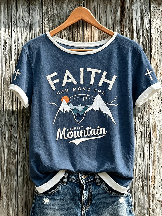 Women's faith-themed fun slogan pattern printed casual short-sleeve T-shirt