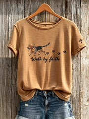 Women's Walk by Faith Walking St. Hubert Hound Dog Print short-sleeved T-shirt