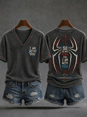 Women's Do Not Fear I Am With You Christian Cross Short Sleeve T-shirt