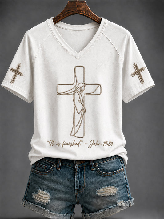 Women's Faith Printed V-neck T-shirt