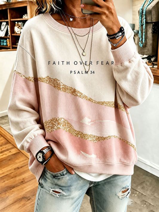 Women's 'Faith Over Fear' Printed Casual Sweatshirt