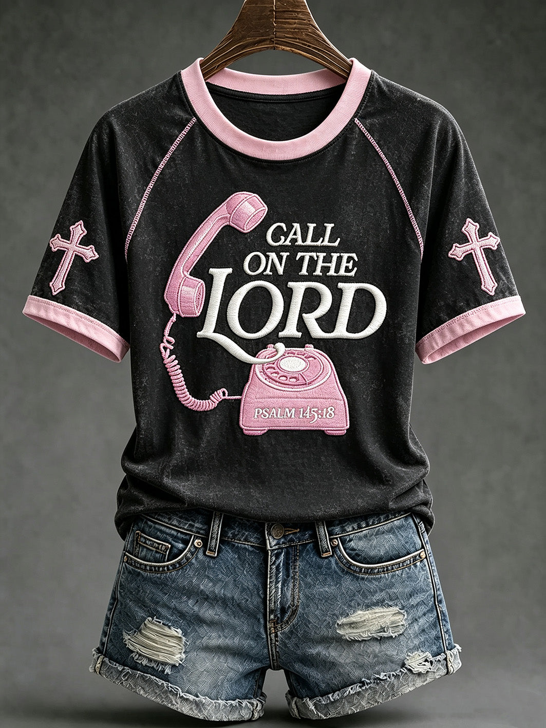 Women's faith theme fun slogan pattern printed casual short-sleeved T-shirt