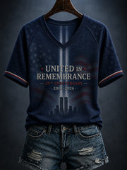 Women's 9.11 Never Forget Printed V-neck T-shirt