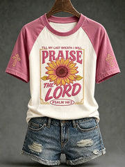 Women's faith theme fun slogan pattern printed casual short-sleeved T-shirt