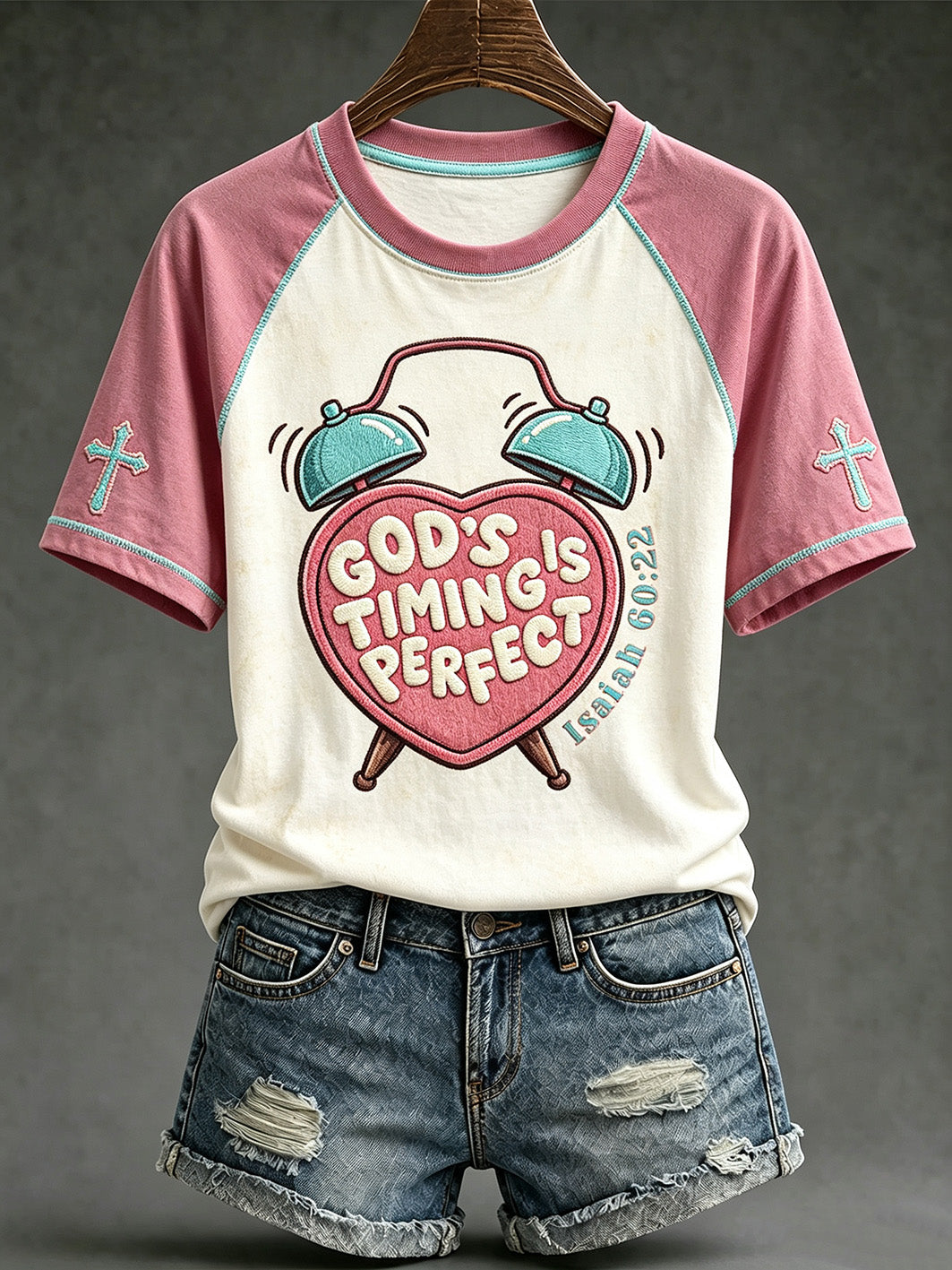 Women's faith theme fun slogan pattern printed casual short-sleeved T-shirt