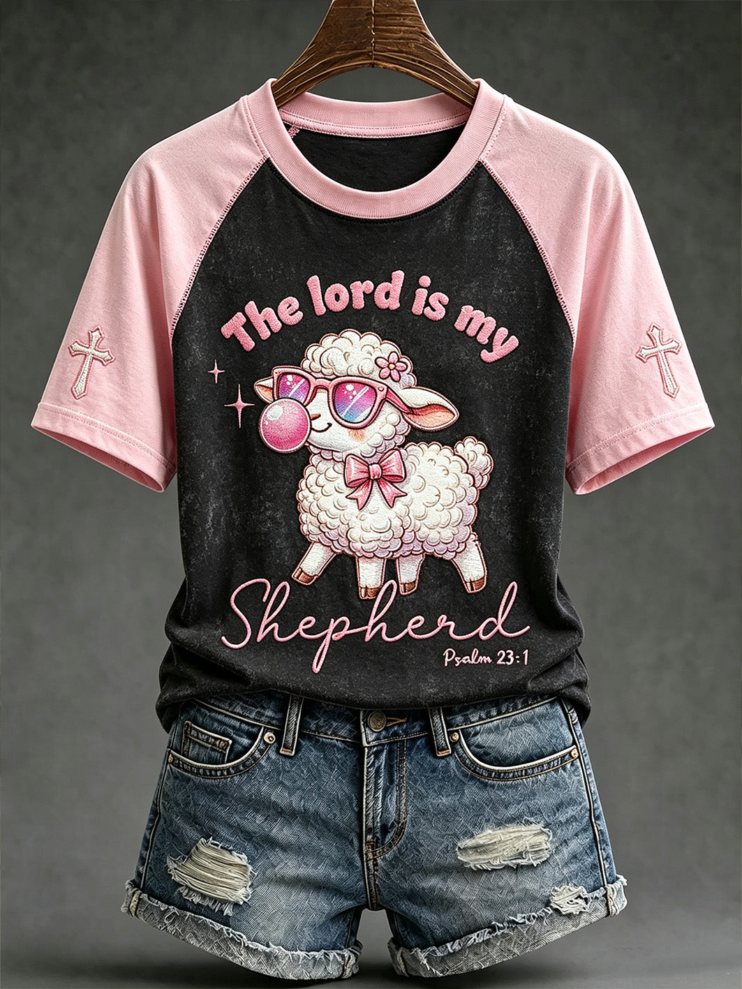 Women's faith theme fun slogan pattern printed casual short-sleeved T-shirt