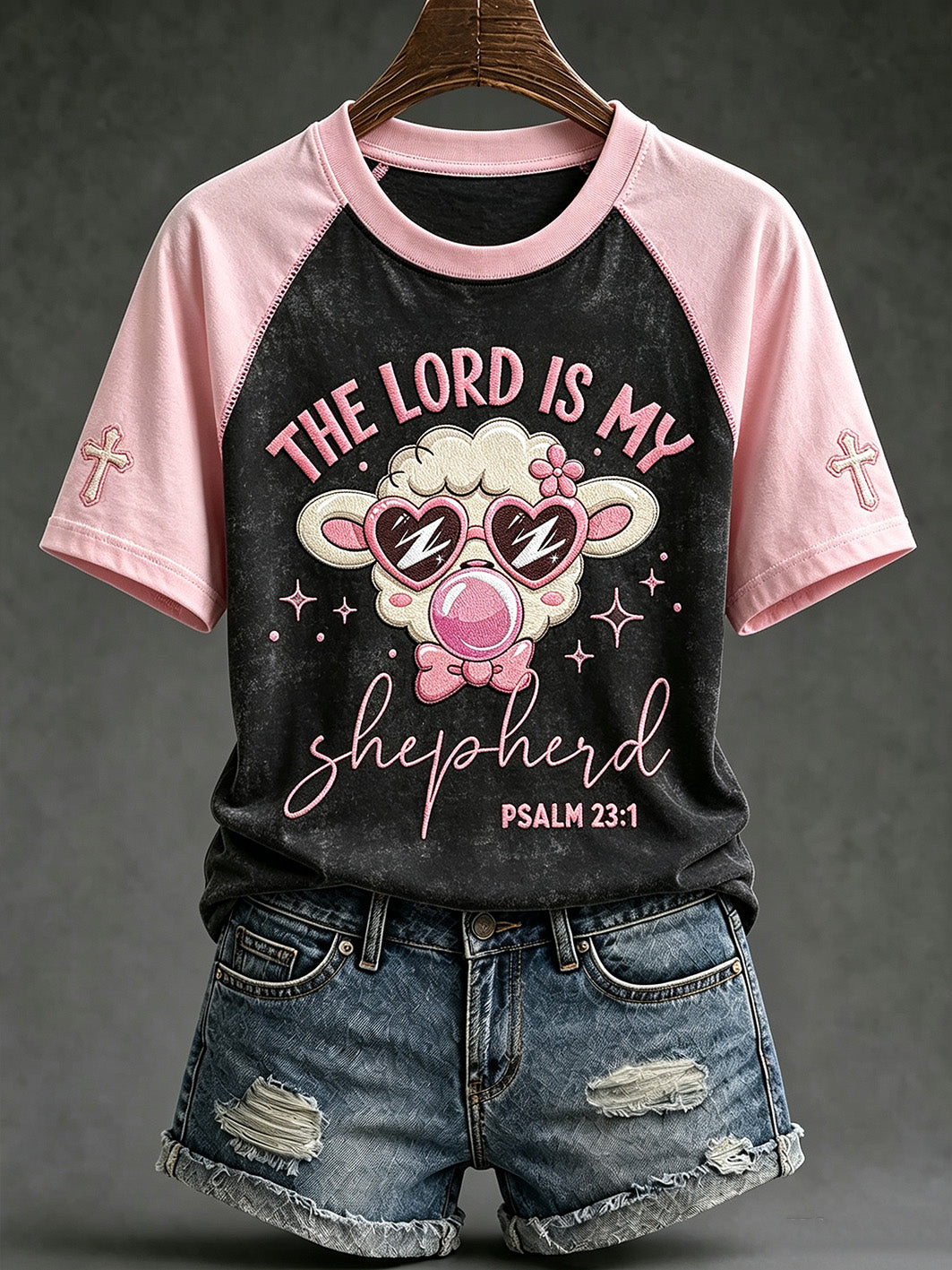 Women's faith theme fun slogan pattern printed casual short-sleeved T-shirt