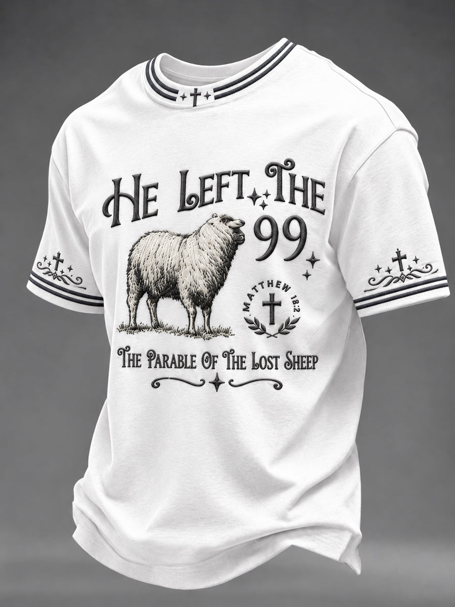 Men's Christian He Left The 99 To Find Me Short Sleeve T-shirt