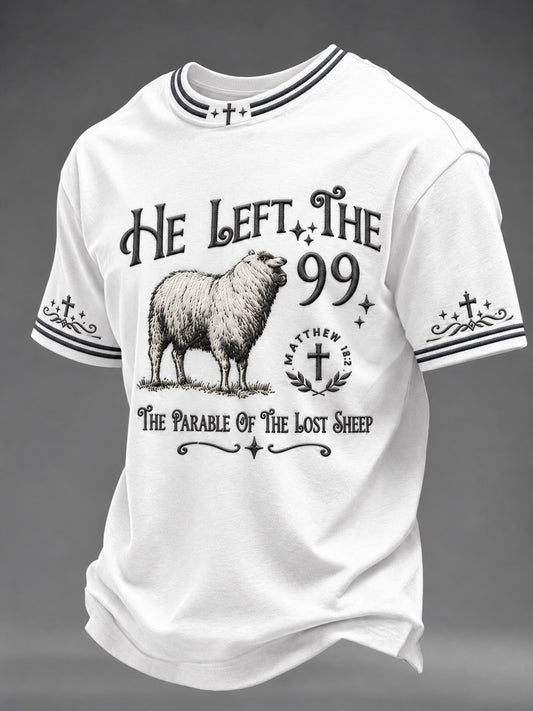 Men's Christian He Left The 99 To Find Me Short Sleeve T-shirt