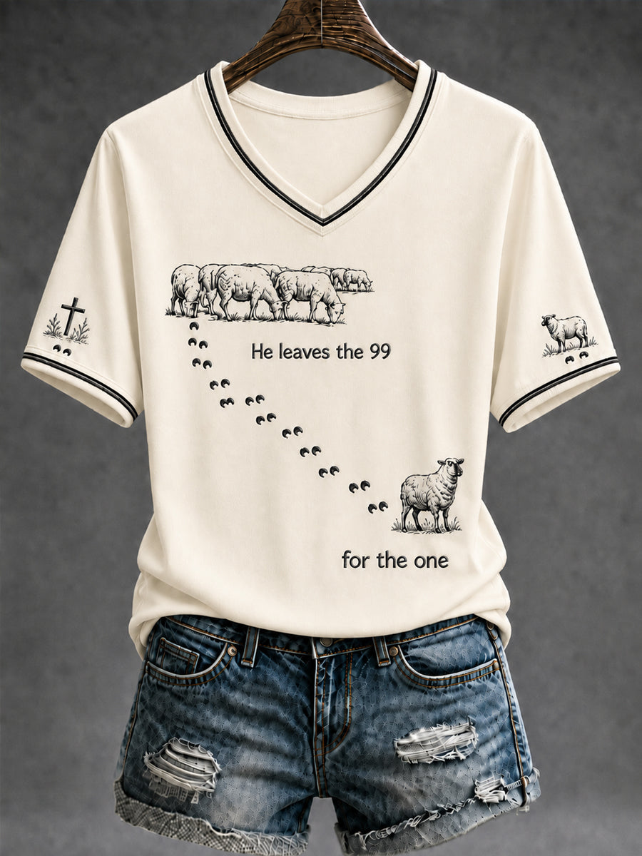 Women's Christian He Left The 99 To Find Me Short Sleeve T-shirt
