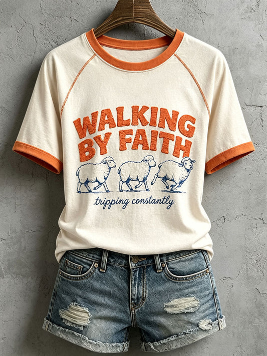 Women's Walking By Faith Tripping Constantly T-shirt