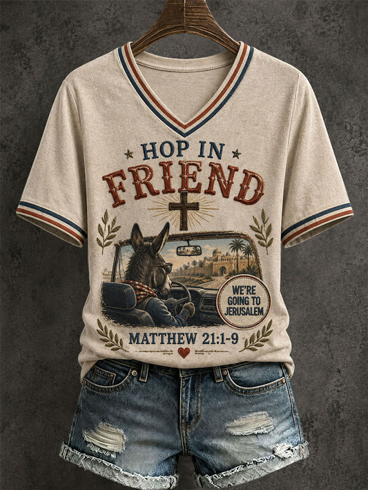 Women's Hop In Friend We're Going To Jerusalem T-shirt